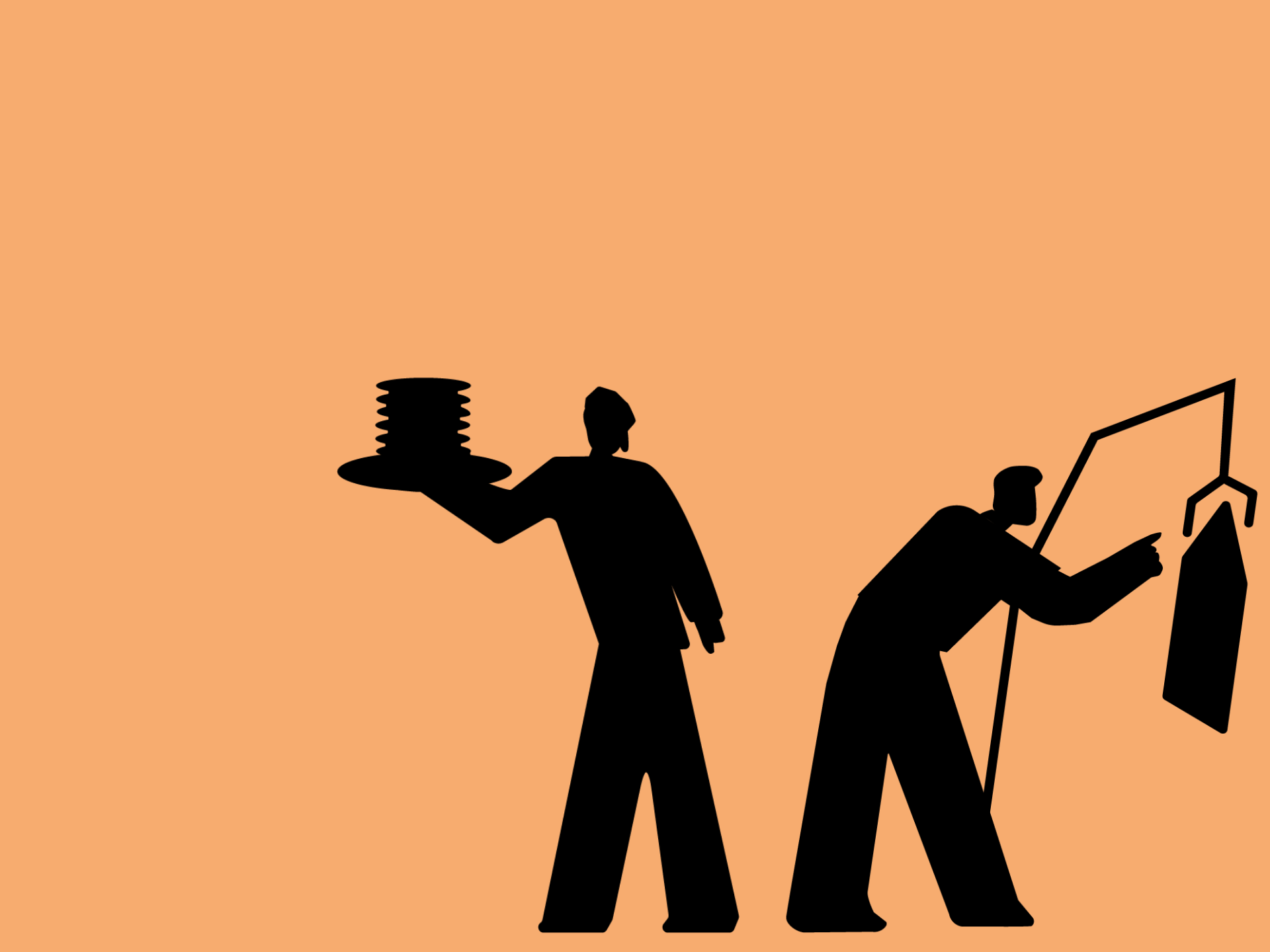 grafik med to figurer på orange baggrund